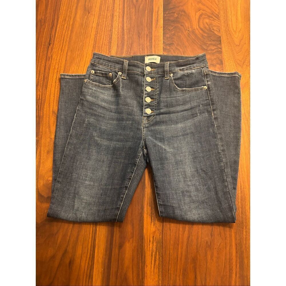Pistola Women's Blue Denim High-Rise Button Fly Skinny Jeans Medium Wash Size 28